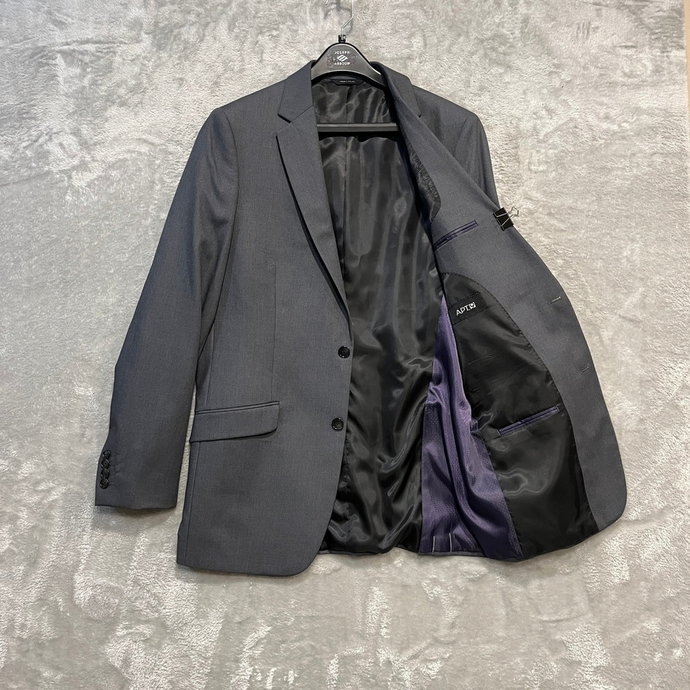 Apt. 9 Suit Jacket Men 40L Gray Slim Fit Two Button Blazer Long New With Tags